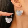 1 Pair Women Earrings Retro Bohemia Style Drop Earrings Fan-Shaped Semicircular Design Distressed Earrings Jewelry Accessories