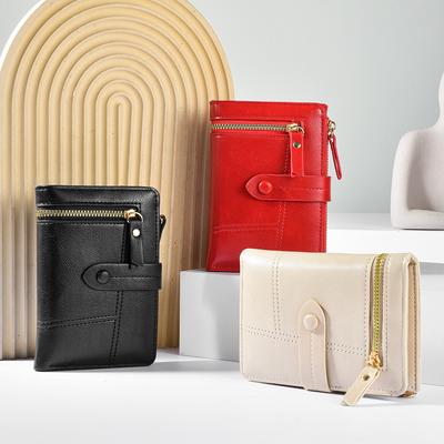 Nuovo Portafoglio Donna Pelle PU Corto Pieghevole Verticale Doppia Zip Moda Portafoglio Donna