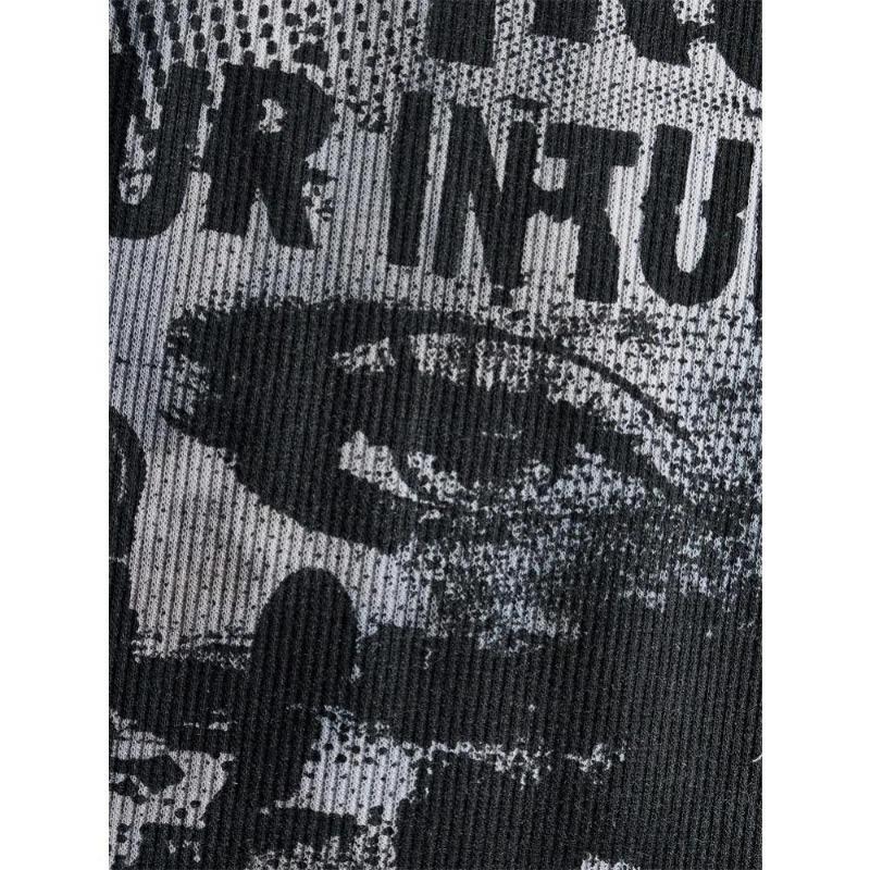 2KWEIRD Grunge Punk Tie Dye Öga Bokstavsgrafik Tanktop Dam Sommar Y2K Kläder Casual Rund Hals Ärmlös Cropped Top Väst Streetwear