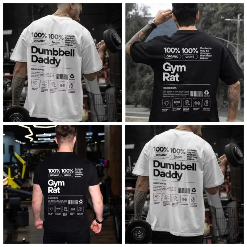 Pánské velké bavlněné tričko 2025Gym Mouse Muscle Mom Zábavné tričko na cvičení a fitness Pánské letní volné tričko