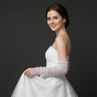 1 Pair Soft Tulle Wedding Dress Sleeves Sheer Material Arm Sleeves Bridal Gloves  Photoshoot