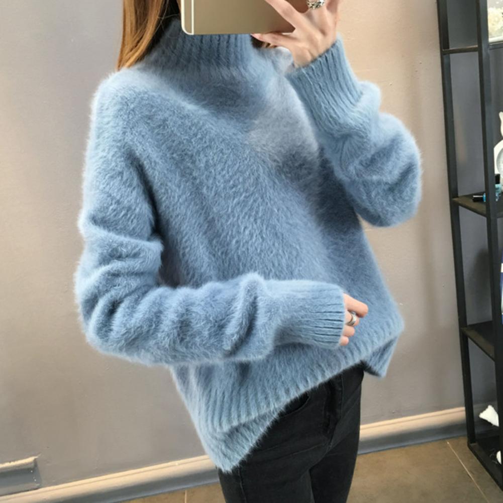 Strickpullover Gemütliche Damenstrickkollektion Halber Stehkragen Pullover Gerippter Besatz Strickoberteil Elastischer Langarm-Pullover