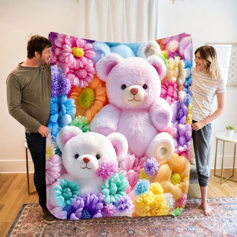 Flannel Throw Blanket Cartoon Nap Blanket Comfortable Plush Blanket  All-Season