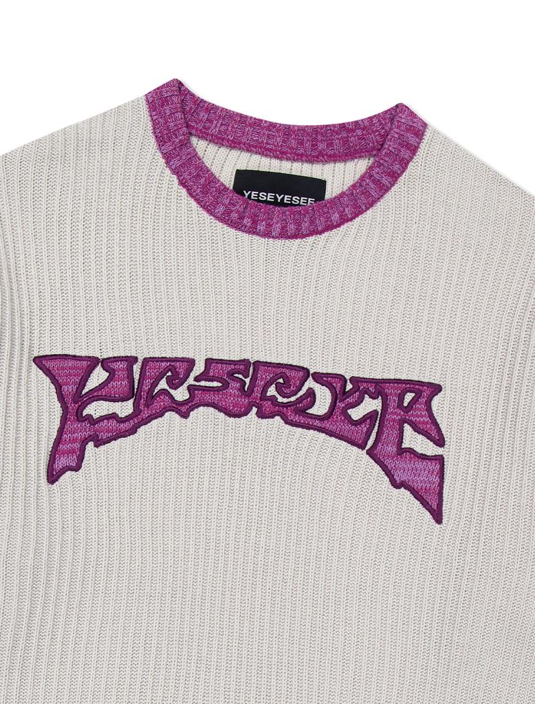 YESEYESEE Logo Applique Knit Pullover Ivory