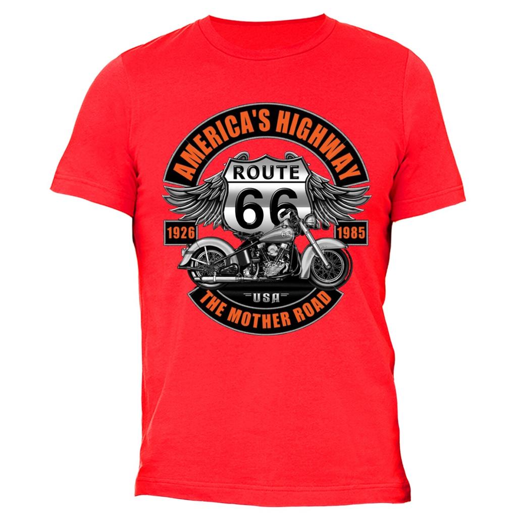 Americas Highway Route 66 USA Mother Road Motorcycle TShirt 100 Cotton ONeck Short Sleeve Summer Casual Mens Tshirt