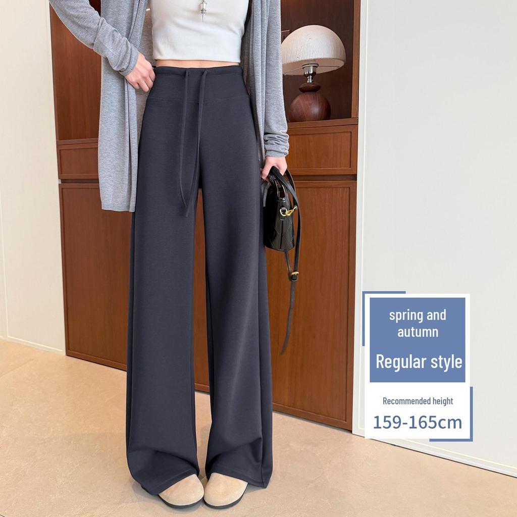 Women's Ice Silk High-Waisted Wide-Leg Pants - Summer 2026, Lightweight, Draped, Loose Fit for Shorter Figures