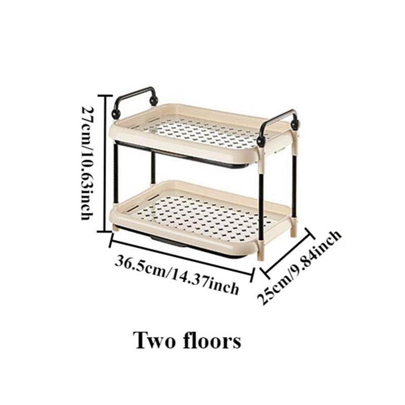 Multipurpose Cup Storage Rack 2 Tier Coffee Tea Cup Drying Organizer for Kitchen Bathroom Countertop with Drainage Tray Shelf