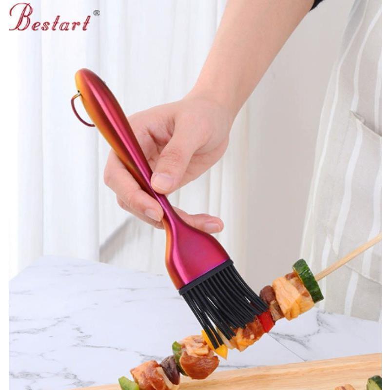 Pennello Olio Acciaio Inossidabile Pennello Silicone per Frittelle da Cucina Pennello Olio per Barbecue Domestico Pennello per Barbecue Senza Residui Strumento da Cucina