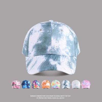 New Fashion Ruffian Wind Tie Dye Cap Multicolor Irregular Print Baseball Cap Female Outdoor Streetwear Summer Wide Eave Caps