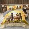 Running Wild Horses Print Quilted Bedspread Coverlet 2/3-Piece Rustic Bedding Set Reversible Lightweight Quilt Set Queen/Full