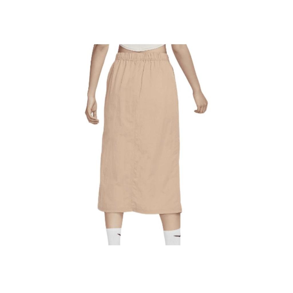 Nike Breathable Woven High-Waisted Solid Color Casual Long Skirt Women skirts Khaki DM6250-200
