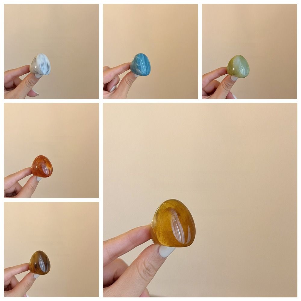 Melard Color Acrylic Geometric Ring Oval Wide Irregular Ring Unique Transparent Resin Ring  Jewelry