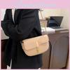 2024 New Fashion Pu Leather Saddle Bag Chic Street Style In Black White Khaki Brown