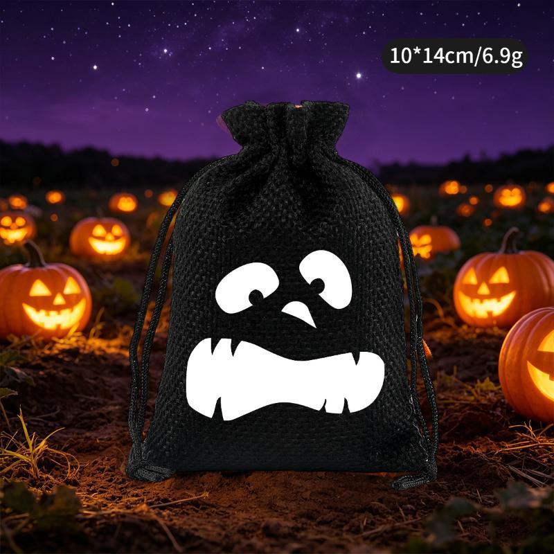 1/5Pcs Halloween Drawstring Treat Bags Pumpkin Ghost Print Portable Candy Storage Pouches for Holiday Party Gift Giving