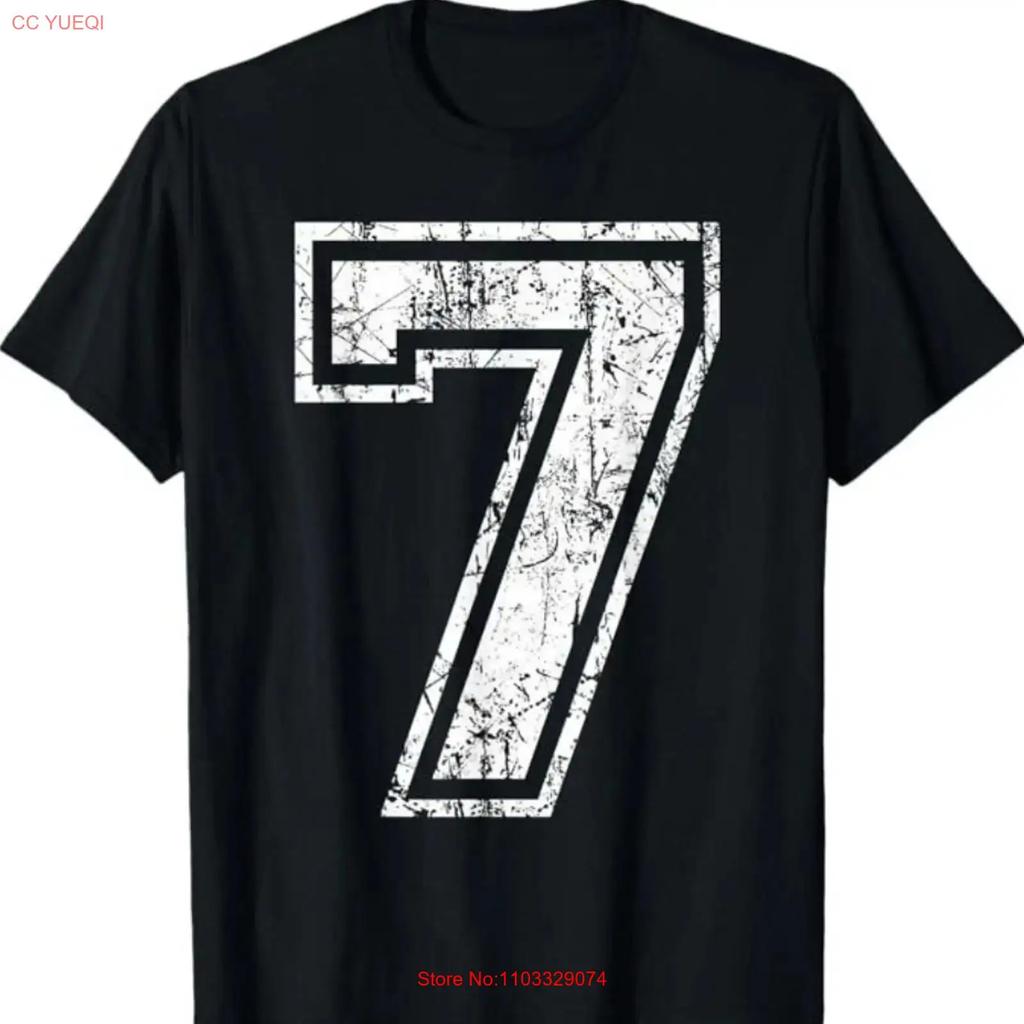 Camiseta Deportiva Grunge Número 7 Camiseta Fan Equipo Jugador Retro Atlético vintage Lavada Ligeramente Versátil Elegante gráfico