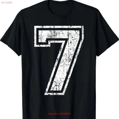 Sports Jersey Grunge Number 7 T Shirt Fan Team Player Retro Athletic Vintage Washed Slightly Versatile Stylish Graphic