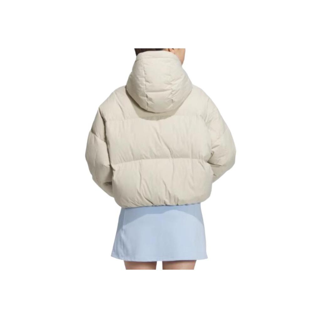 adidas Originals Trefoil Series Outdoor Sports Casual Simple Warm Hooded Down Jacket Women Jacket Light-Sesame Earth-Gray JD3786