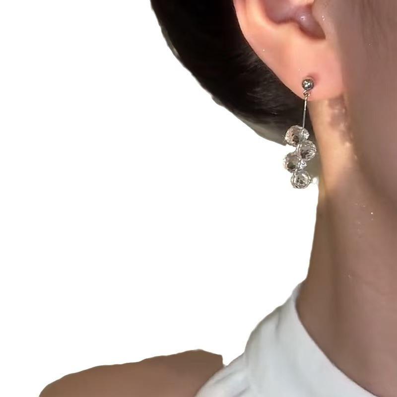 Transparente Kristallkugel Quastenohrringe mit S925 Silbernadel - Damen Chic & Schlichtes Design im Coolen Stil