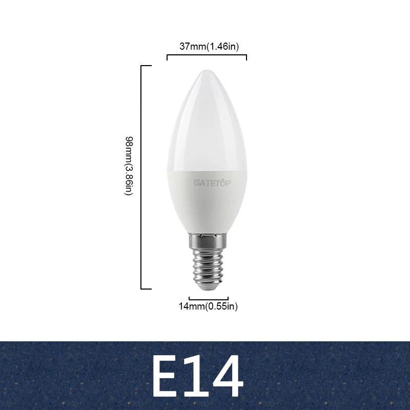 

10 шт. C37 ЦОКОЛЬ E27 E14 B22 Світлодіодна лампочка 220В Лампочка-свічка Енергозберігаюча лампа 3Вт 5Вт 6Вт 7Вт Світлодіодне світло для люстри для домашнього декору 3W&Cold white 6000K&AC220-240V