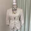 Used New with Tag H&M Linen Blend No Collar Jacket M 38 Beige