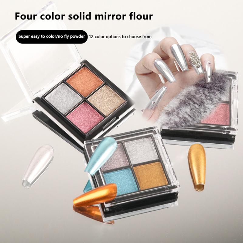 4 Kolory Aurora Solidne Lustrzane Błyszczące Brokat do Paznokci Paznokcie Lakier Żelowy UV Pigment Ozdoby do Paznokci Akcesoria