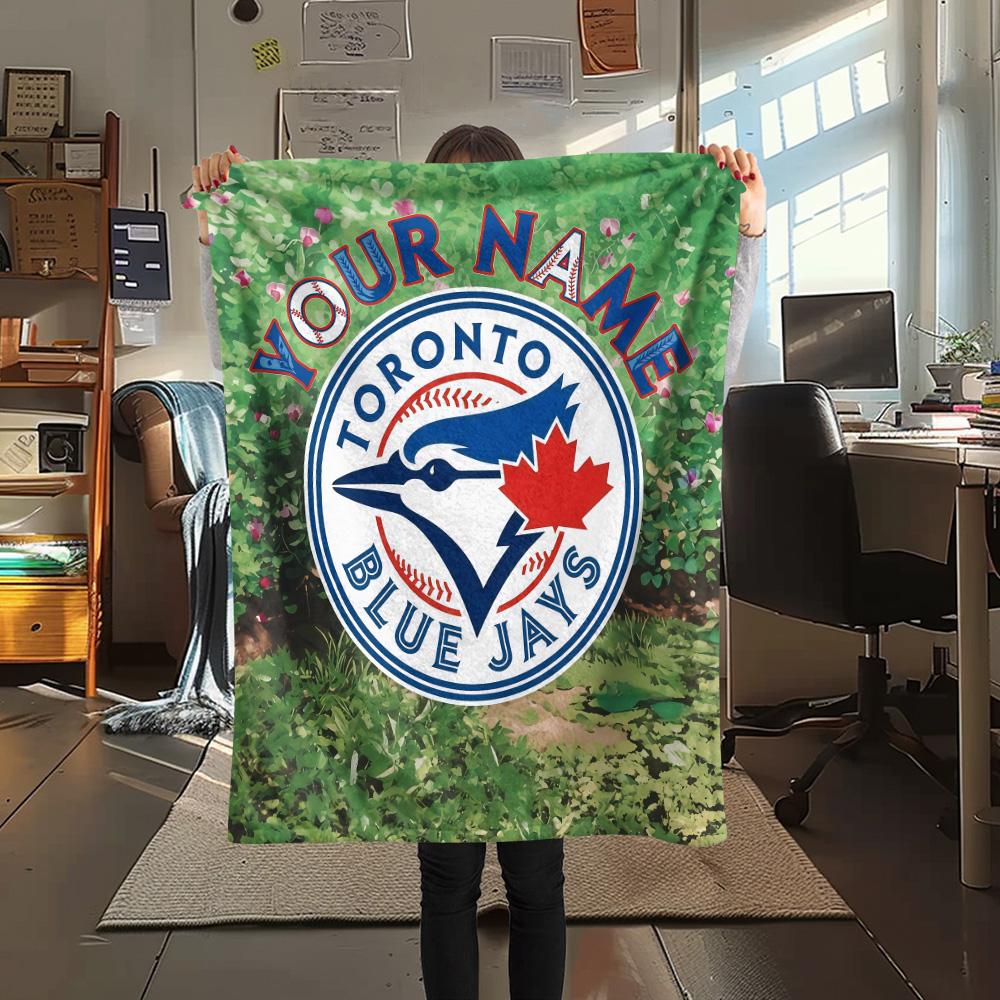Custom Name Toronto Blue Jays2 Flannel Blanket, High quality Comfortable for All Seasons, Home Decor, Warmth and Comfort