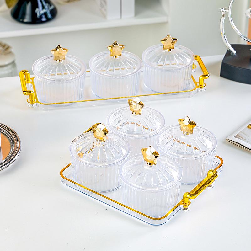 Luxury Plastic Snack Display Plate – Divided Sections for Nuts, Dried Fruit, Melon Seeds; Perfect for Living Room Coffee Table.