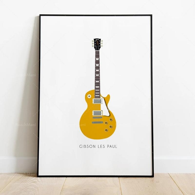 Picture Canvas Printing Electric Guitar Wall Art Poster Living Room Decoration Minimalist Poster of Band Guitar Without Frame
