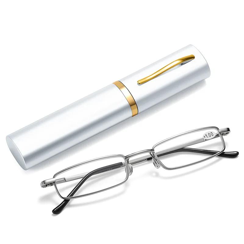 Unisex Portable Pen Holder Reading Glasses with Classic Glasses Case Ultra-light Fashion HD Anti-blue Light Presbyopia Glasses
