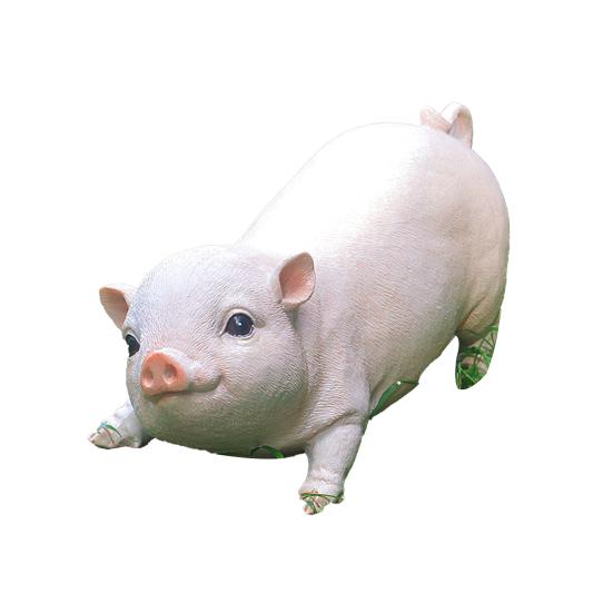 Garden Pig Statue, Outdoor Resin Piggy Ornament, Cute Piglet Sculpture, Farmhouse Decoration for Yard Lawn Patio