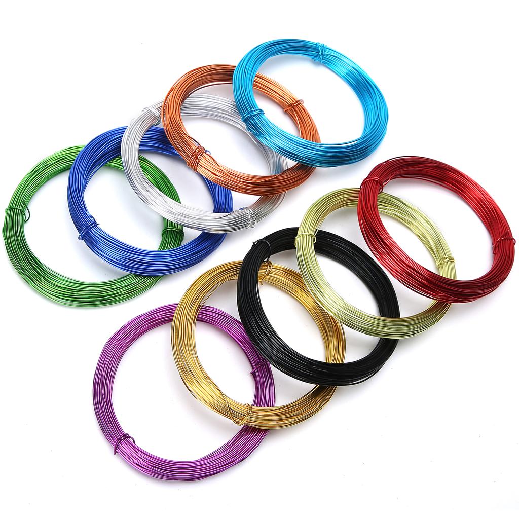 10 Rolls Colored Aluminum Wire Oxidized Flexible Bicycle Weaving Shape DIY Craft Making 0.8mm