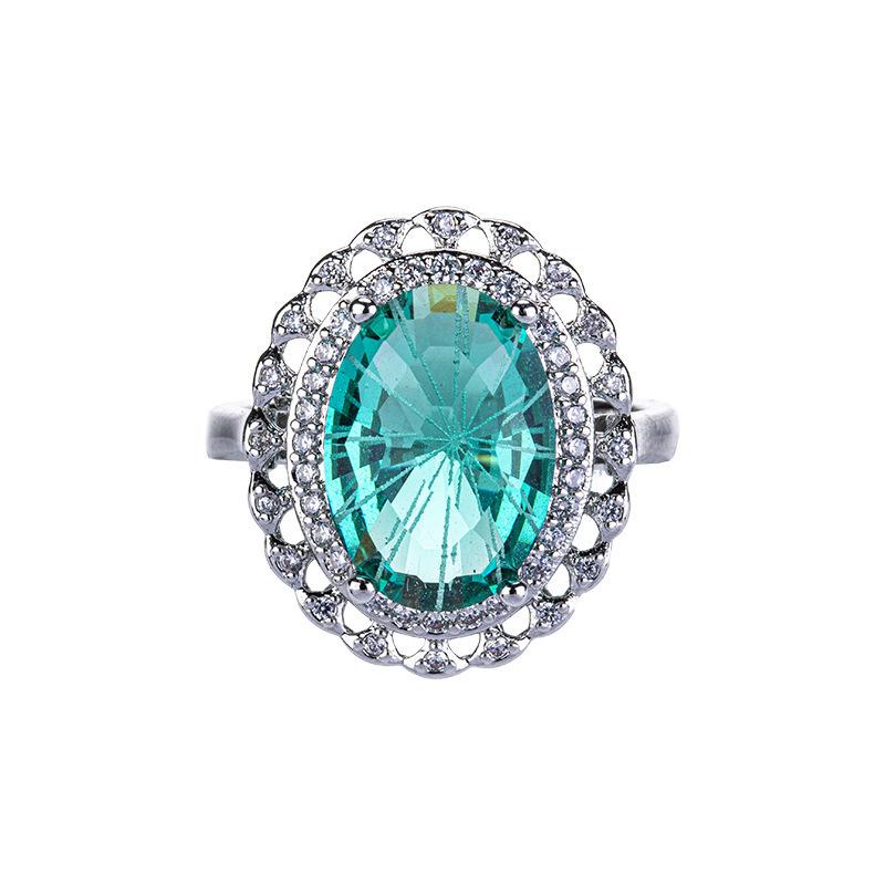 Color Treasure Red And Blue Zircon High-End Ring Slightly Inlaid With Diamonds Emerald Ring Jewelry