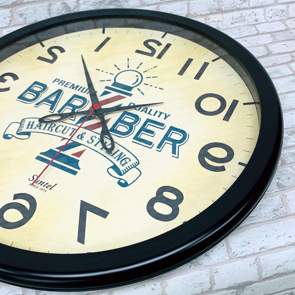 Santel Reversible Wall Clock BARBER Diameter 320 x 40mm Japanese-made SQ08-BK Black,