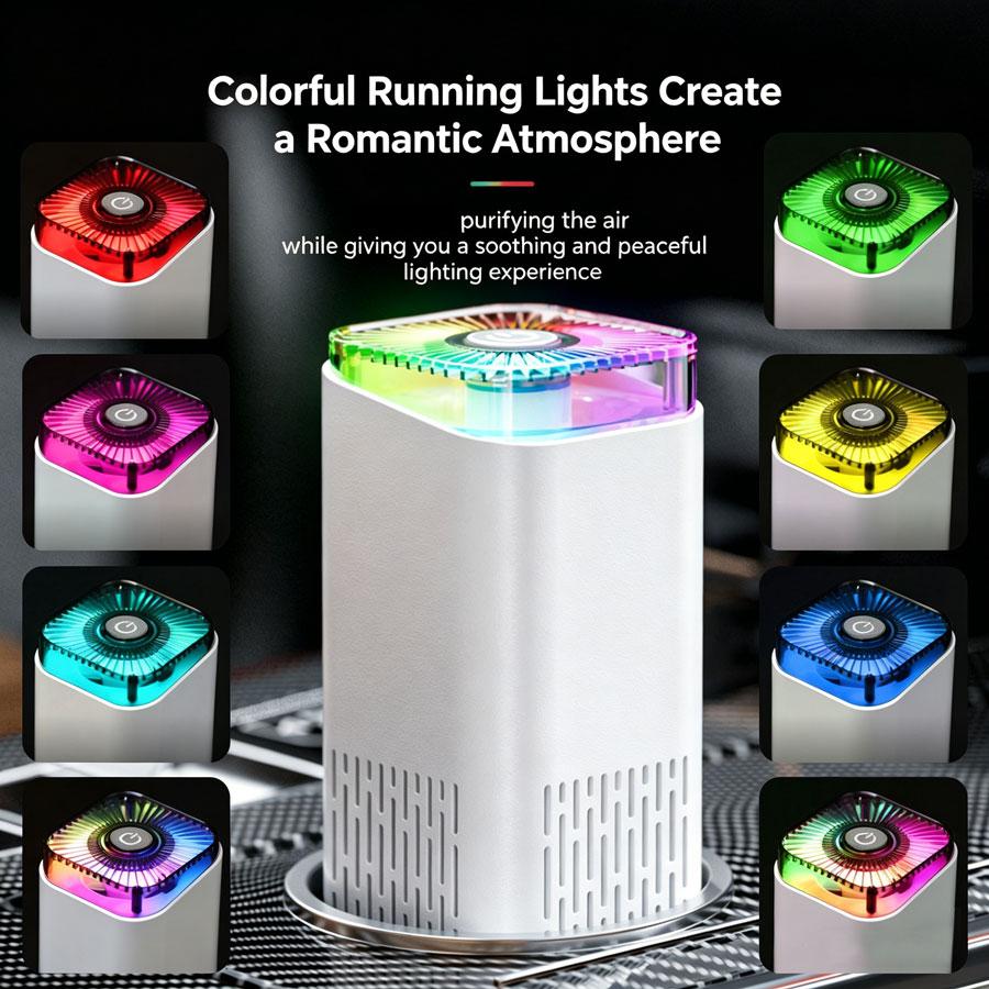 Xiaomi Small Air Purifier Portable Hepa Filter Remove Smoke Odor for Car Bedroom USB Negative Ions Generator Color Light Replace Filter