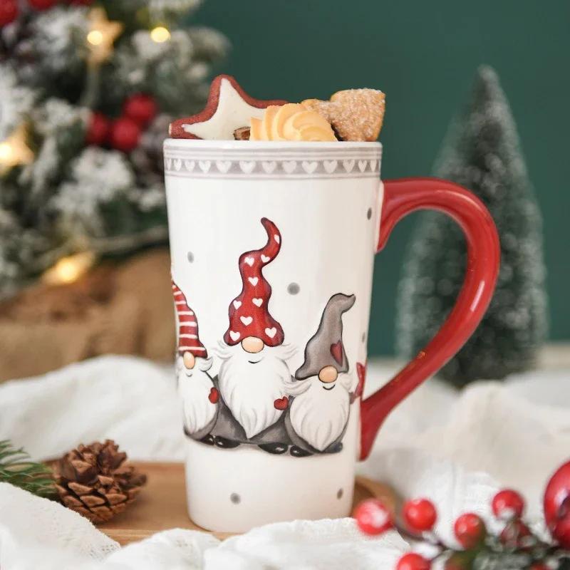 Large Capacity Christmas Ceramic Gift Cup Santa Claus Afternoon Tea Juice Drink Milk Cups Coffee Mug Office Home Water Cup