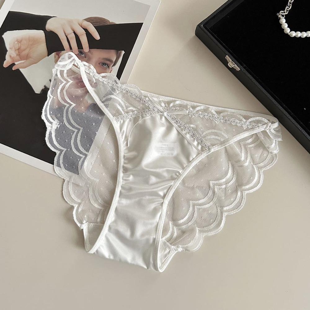 Low Waist Seamless Lace Briefs Ultra-thin Women's Mesh Underpants Lace Flower Panties  Lingerie