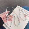 Sweet Pink Star Beaded Phone Charm Strap Pendant Korean Bracelet For Iphone Accessories Hanging Rope Girl Jewelry Cord