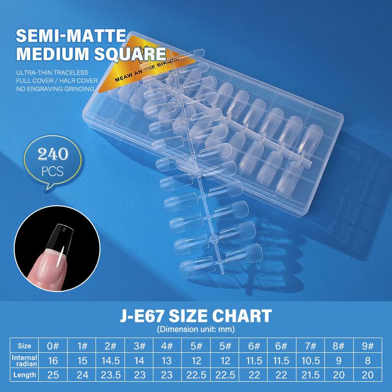Dual-Use Seamless Transparent Frosted Nail Tips - Extendable Flat/Arc Design