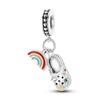 Multi Color Charms Fit Fashion Original Bracelets 925 Silver Colorful Zircon Rainbow Bead Love Heart Clip Charm DIY Jewelry