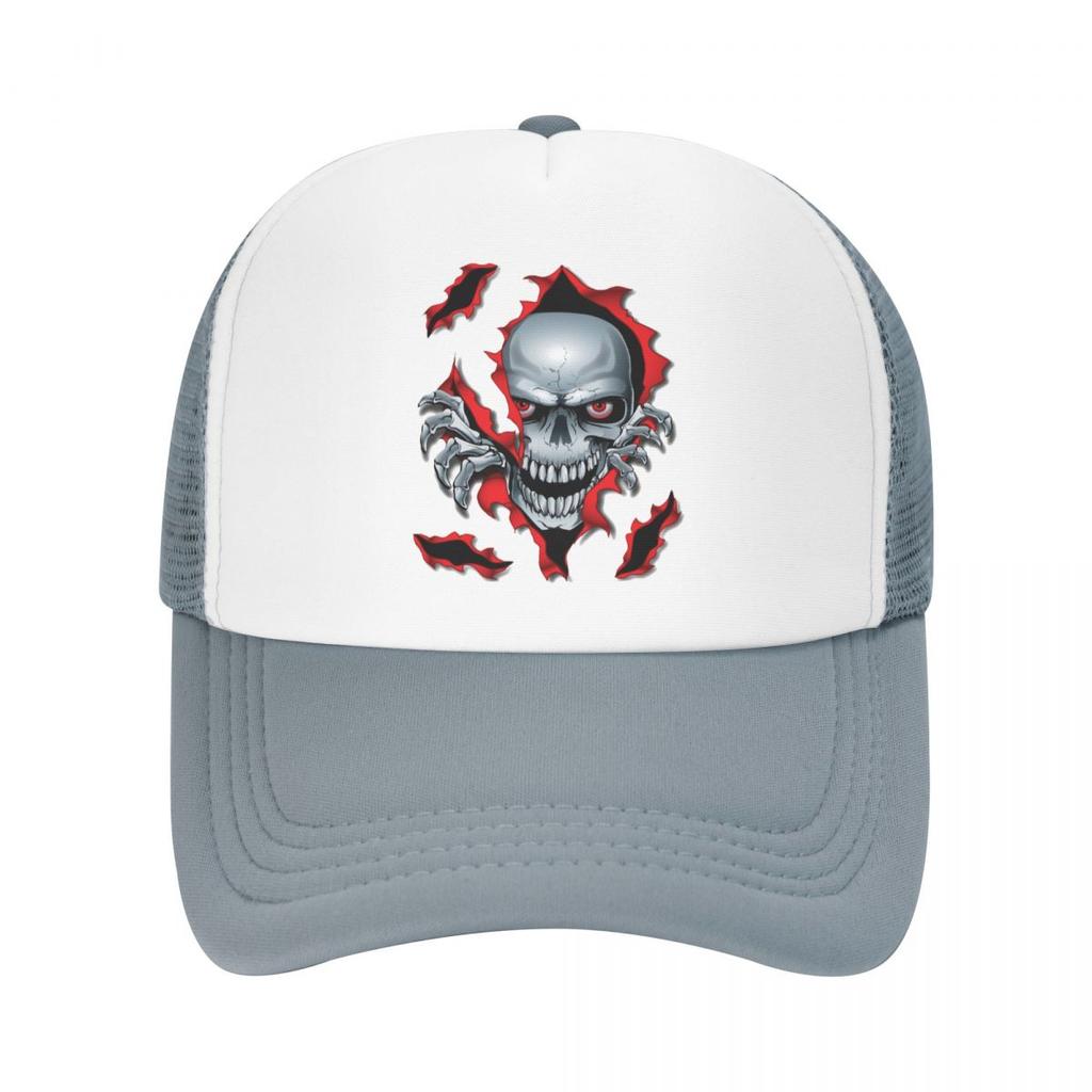 Fashion Unisex Rip Skull Trucker Hat Adult Gothic Skeleton Adjustable Baseball Cap for Unisex WoUnisex Sun Protection Snapback Caps