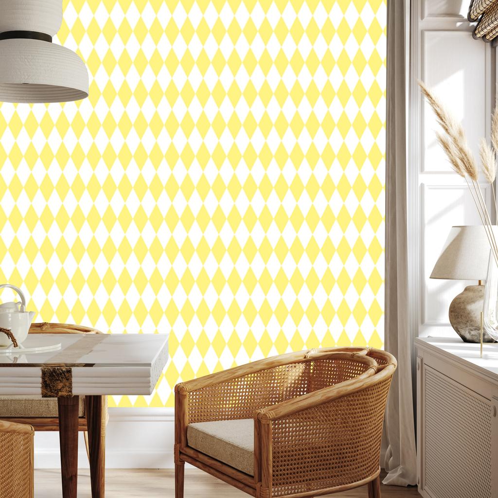 Harlequin Diamonds wallpaper cream and white, cream background 50x1000