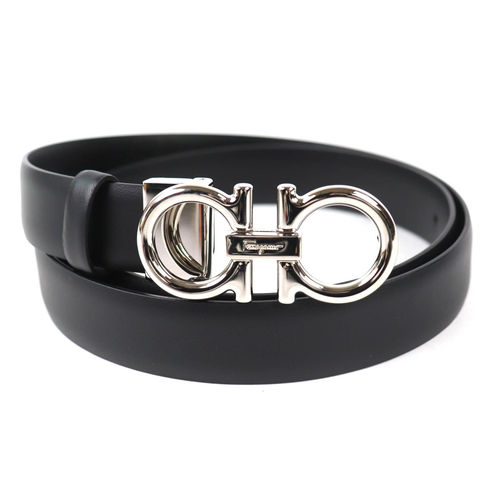 Excellent Salvatore Ferragamo belt Gancini buckle leather black CS-23B559 Used