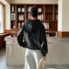 Felpa con cappuccio da donna a pois, vestibilità ampia, top casual a pullover