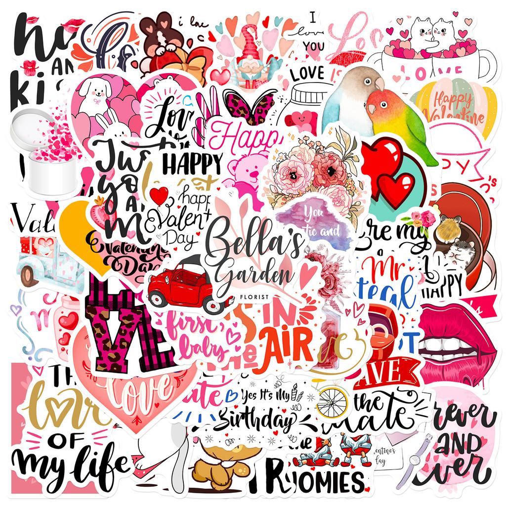 50 Valentine'S Day Stickers Love Love Romance Confession Luggage Notebook Scooter Removable Stickers