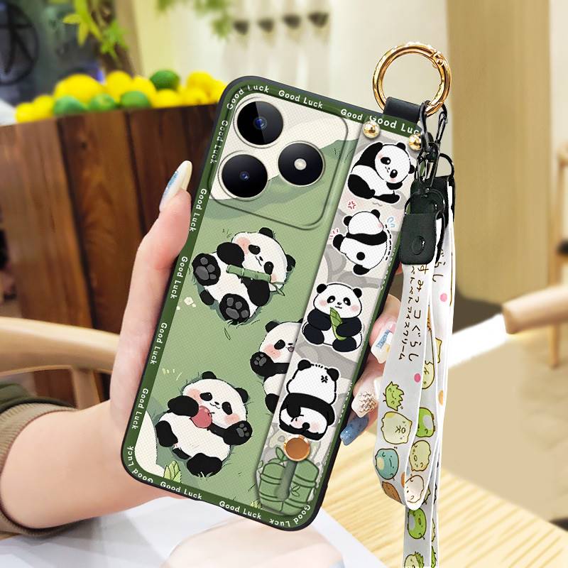 Wrist Strap Back Cover Phone Case For Realme C53/Narzo N53 Phone Holder Fashion Design Anti-knock Silicone Protective