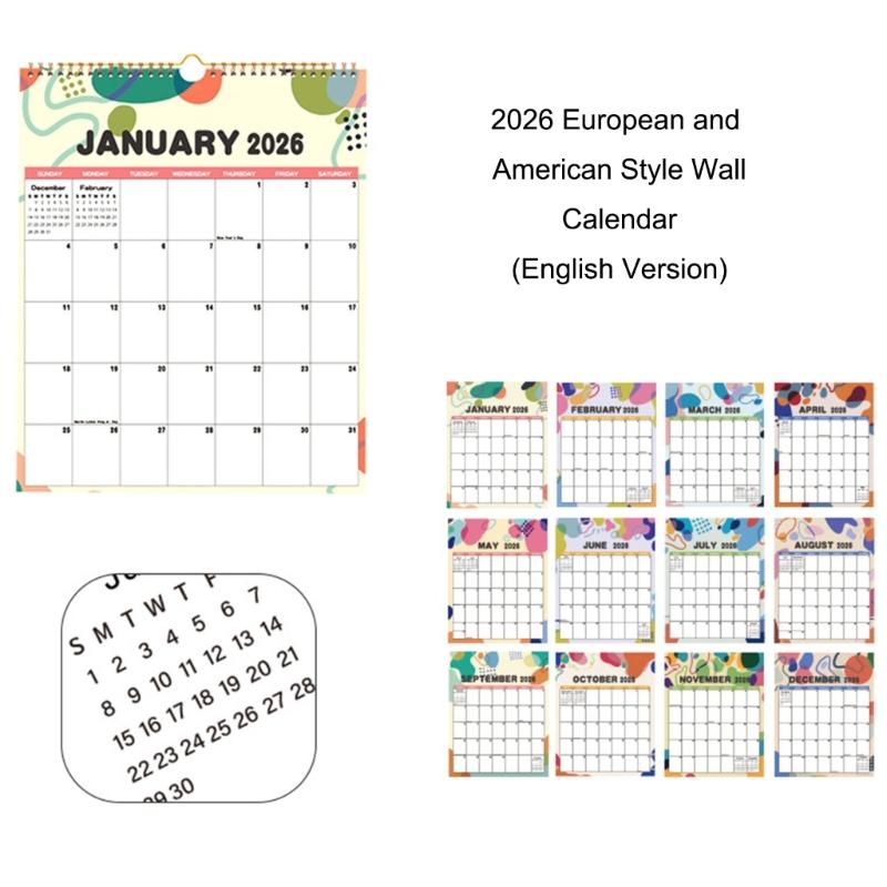 2026 Calendar Planner Wall Mount Paper Calendar 12 Month runs from January to December For Home Office School