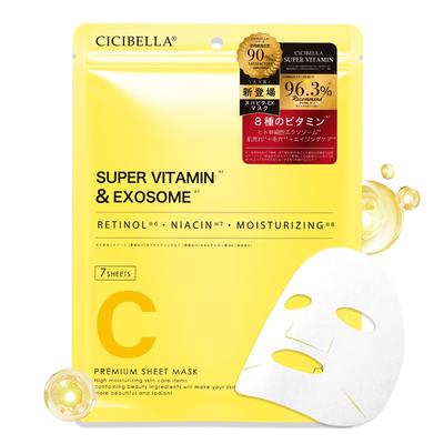 Human Stem Cell Exosome Sheet Made In 7 Sheets Per Moisturizing Vitamin Niacin Mitochondrial Super Vitamin X Mask, VC200, Japan, Pack, C, Retinol, (7