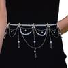 Multi Layered Pearl Tassel Waist Chain Belt for Women Elegant Body Chain with Adjustable Length for Parties and Festivals