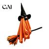 Decorative Broomstick with Ghost Mask Halloween Witch Broom Hanging Ornament, Spooky Hat Creepy Bar Ceiling Decoration Pendants for Indoor Outdoor