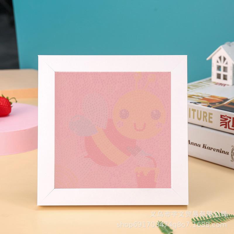 New Diy Diamond Painting Solid Wood Photo Frame Boxed Diamond Sticker Owl Cartoon Hand-Pasted Diamond Painting